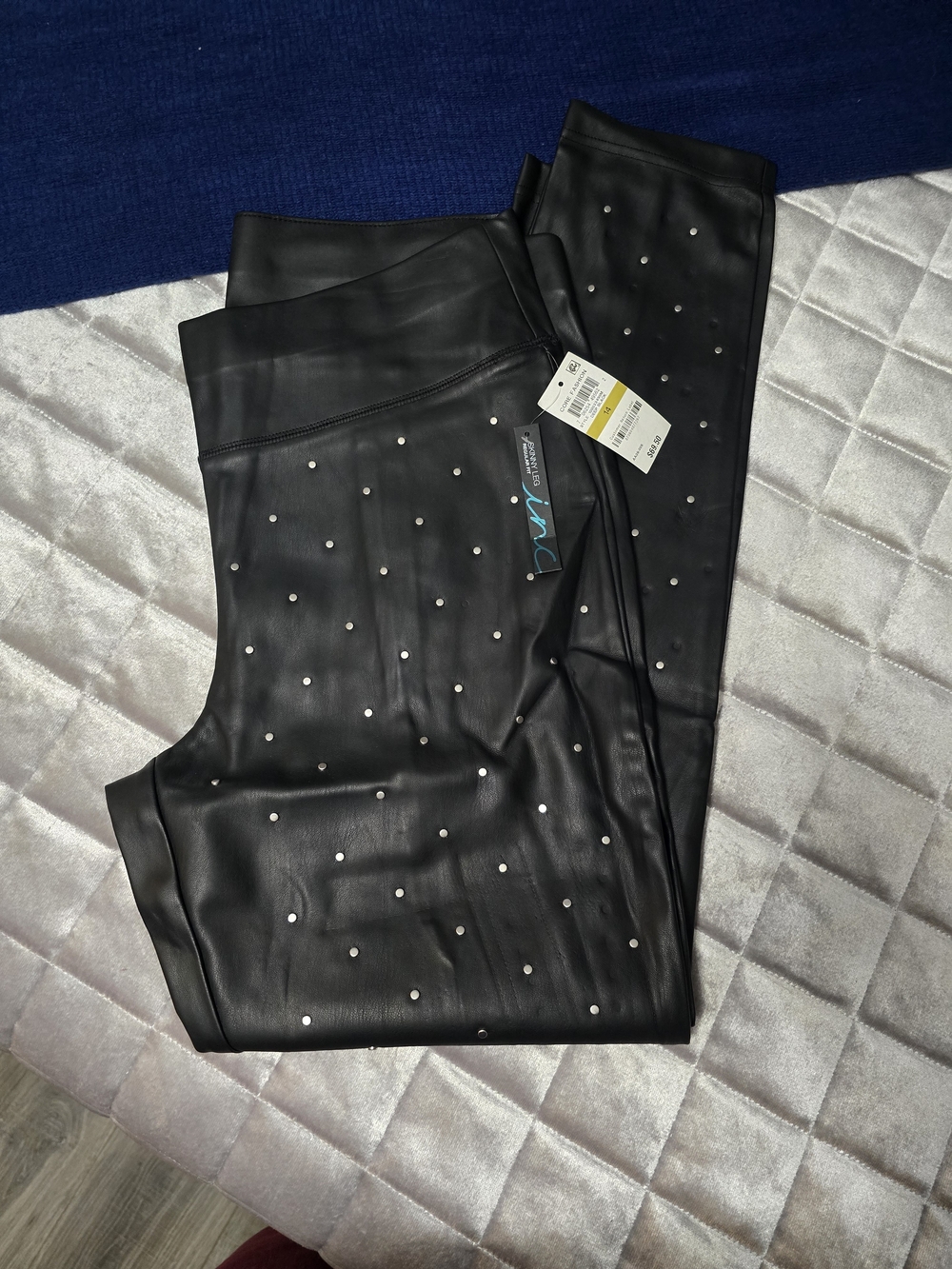 Black Studded Faux-Leather Women’s Leggins